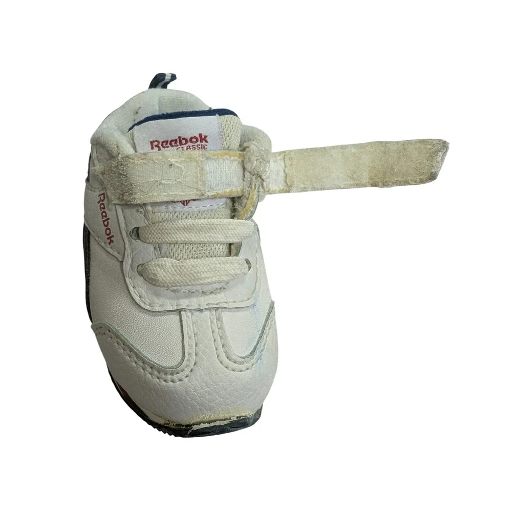 Vintage Reebok Classic Sneakers Platform Trainers White Red Blue Toddler Size‎ 2